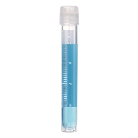 Globe Scientific Cryogenic Vials, 5.0ml, Sterile, External Threads, Attached Screwcap with O-ring seal, RB, SS, PG, WS, 500PK 3032-5